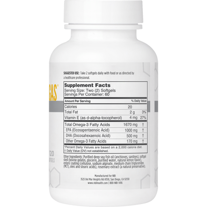Side label of Best Catch Omegas fish oil supplement by NBI