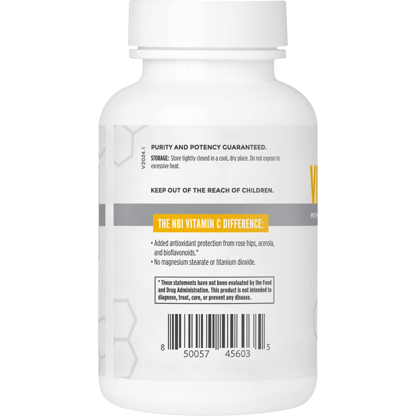 Side label information for Vitamin C supplement by NBI