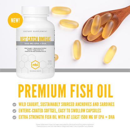 Best Catch Omegas fish oil supplement with EPA and DHA for daily omega-3 support by NBI