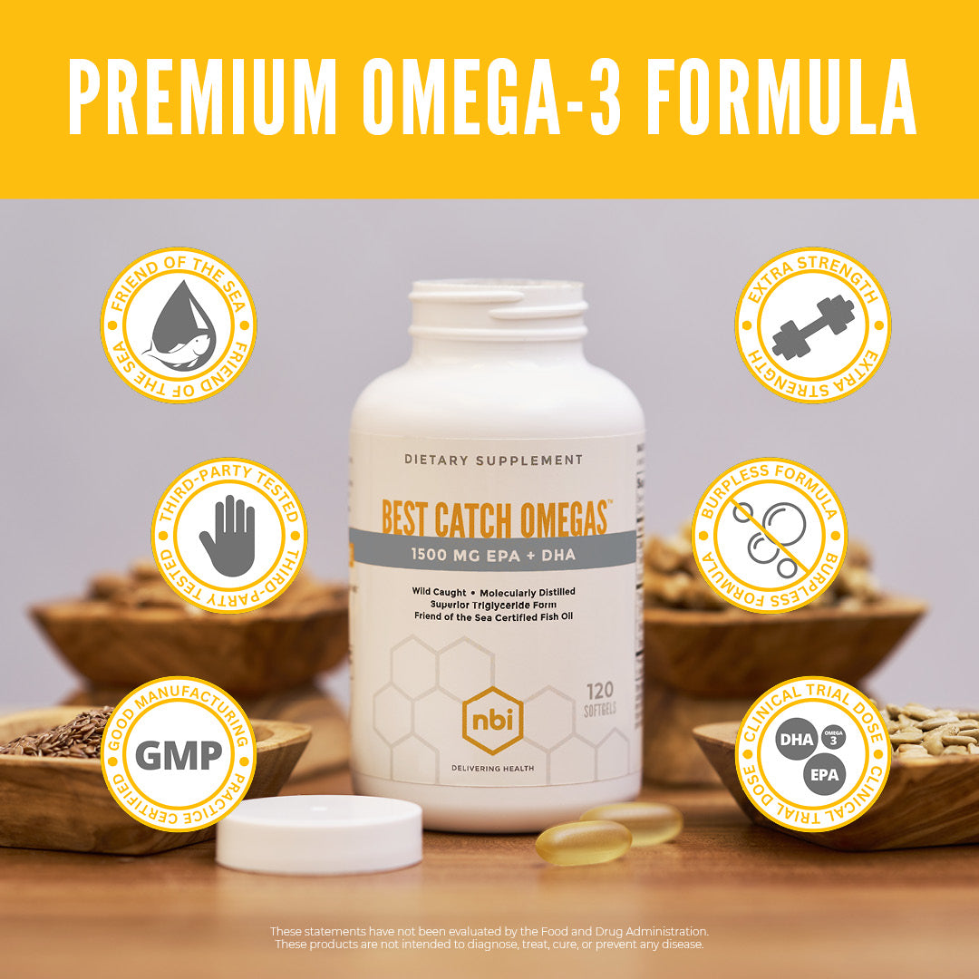 Best Catch Omegas fish oil supplement with EPA and DHA for daily omega-3 support by NBI